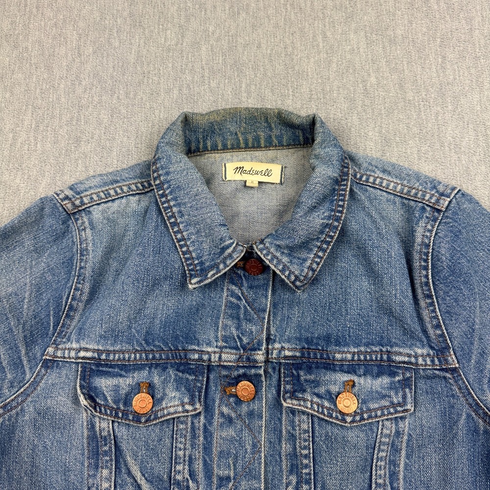 Madewell Denim Trucker Jacket Womens Medium Blue Western Workwear Jean Button Up - Picture 2 of 9